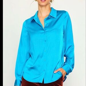 Ann Taylor Vibrant Blue Button Down Shirt